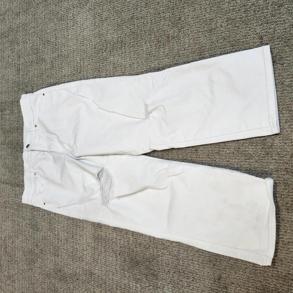 Express Jeans Straight Ankle High Rise White Women’s Pockets Size 12 Short